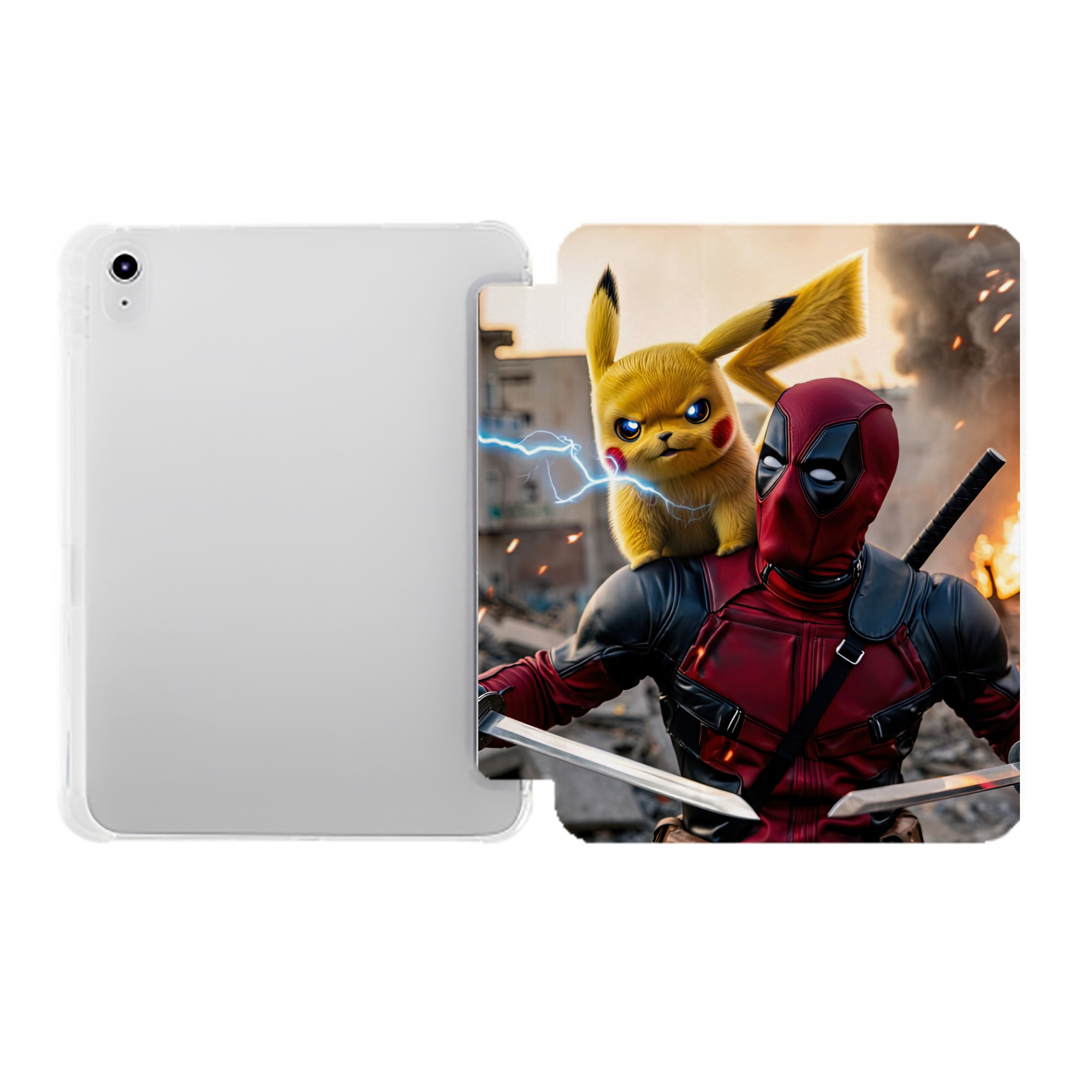 （画像用） Deadpool デッドプール IPad ケース ペン収納付き 三つ折りスタンド PUレザー×シリコン 対応機種9.5/10.5/10.9インチ